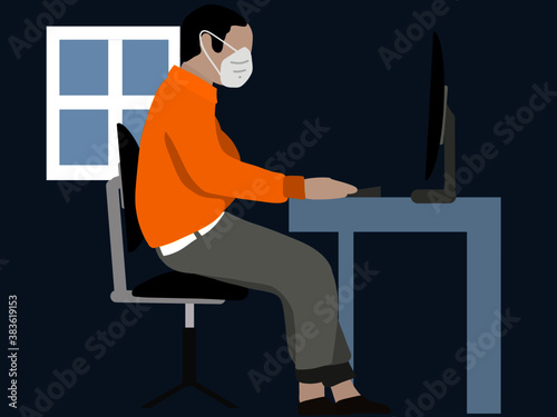 Sedentary person who works with social distancing