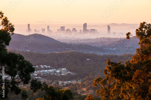 Dawn over Brisbane City from an elevated lookout near the northern reaches of the city.