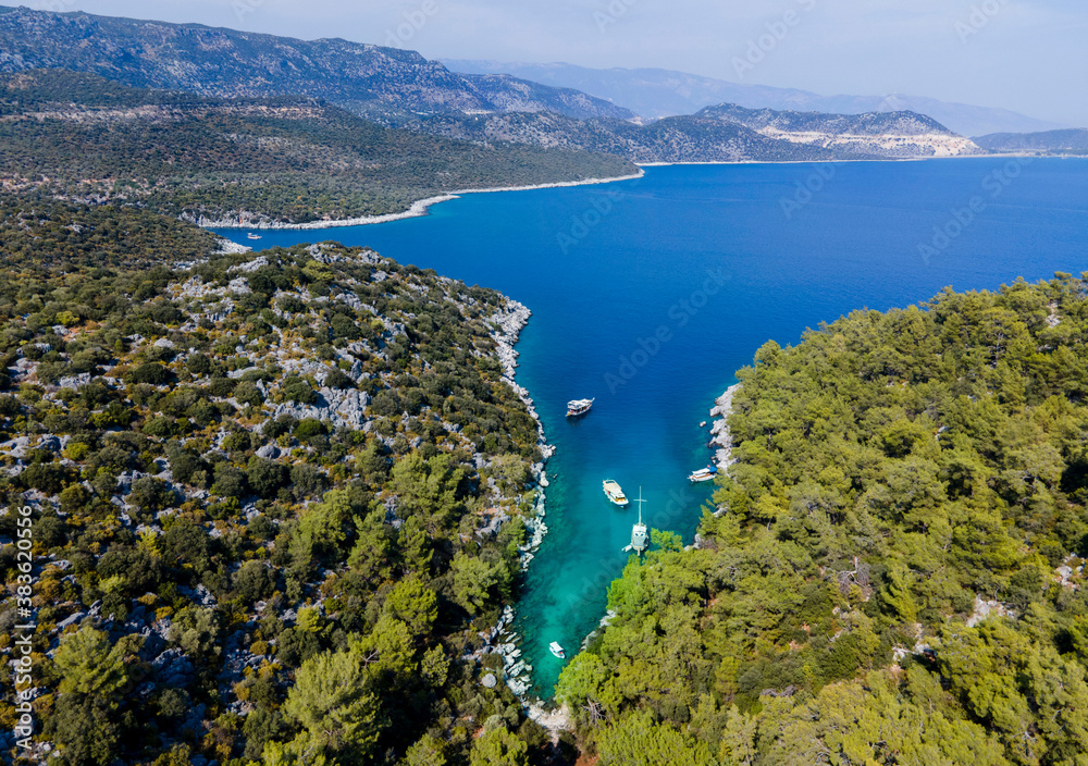 Kekova Pinery Bay (Camlik Koyu) - Antalya / TURKEY aerial view