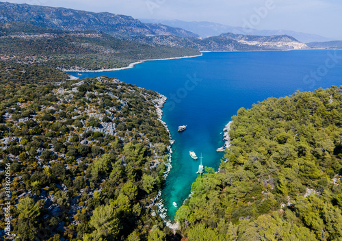 Fototapeta Naklejka Na Ścianę i Meble -  Kekova Pinery Bay (Camlik Koyu) - Antalya / TURKEY aerial view
