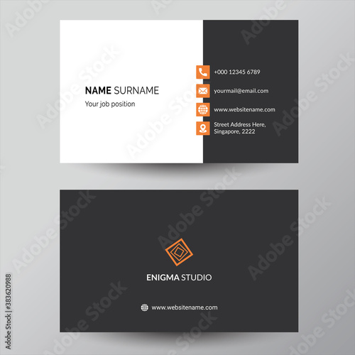 Orange elegant corporate business card design template	
