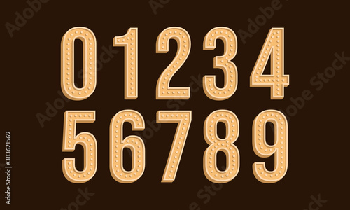 Vintage retro bold numbers, 3D retro number font and font set