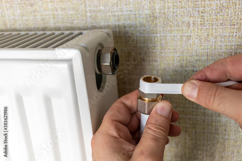 How to connect a faucet to a heating radiator. Step by step instructions. Step 5. photo