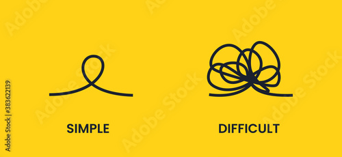 The knot from points. Simple or difficult way to success. Vector flat illustration.