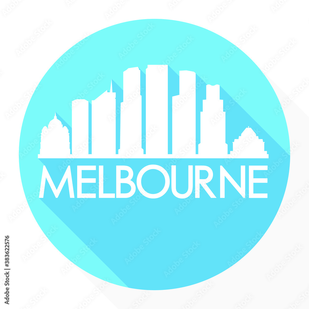 Melbourne Australia Oceania Flat Icon Skyline Silhouette Design City Vector Art Famous Buildings.