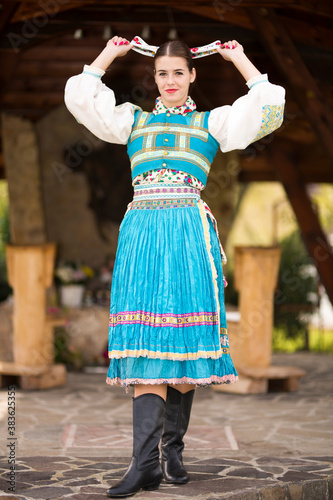 Slovak folklore. Beautiful slovak girl.