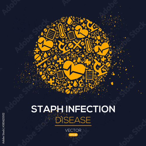 Creative (Staph Infection) disease Banner Word with Icons ,Vector illustration.	