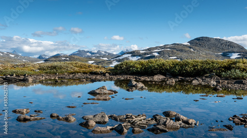 Small lake in the mountains photo