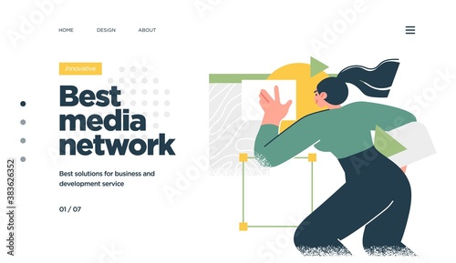 Landing page template of Social media marketing. Modern flat design concept of web page design for website and mobile website. Easy to edit and customize. Vector illustration