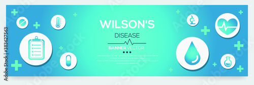 Creative (Wilson's) disease Banner Word with Icons ,Vector illustration.	