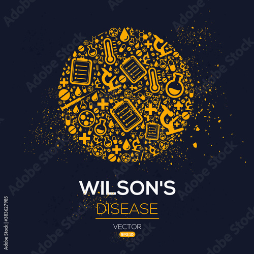 Creative (Wilson's) disease Banner Word with Icons ,Vector illustration.	