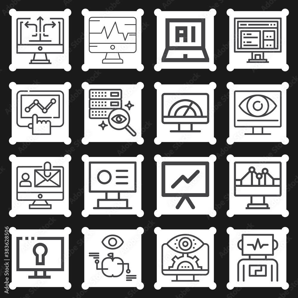 16 pack of observing lineal web icons set 16 pack of observing lineal web icons set