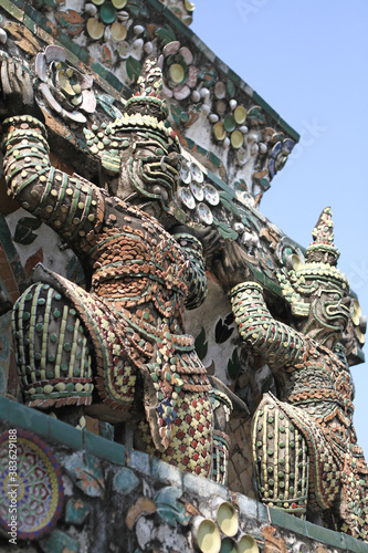 Thai art sculptures seen at a temple in Bangkok.