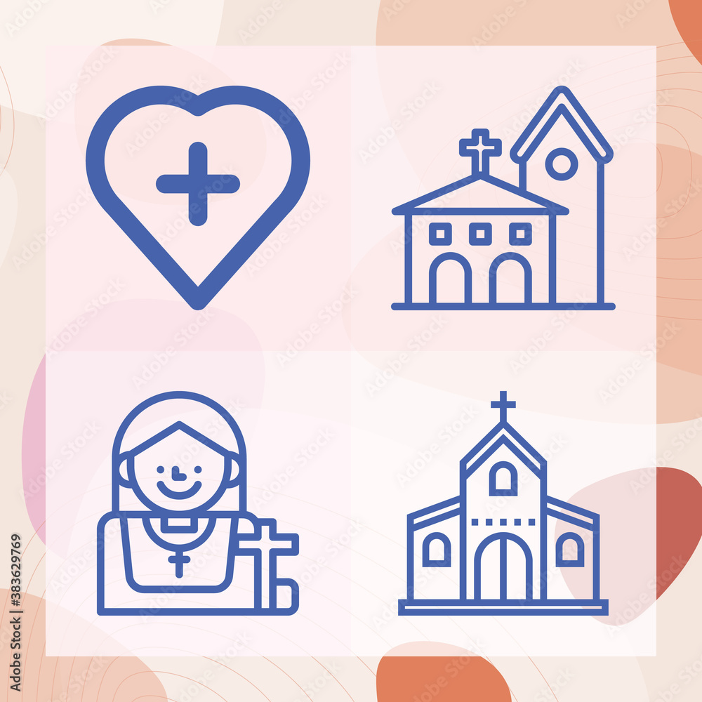 Simple set of catholic related lineal icons