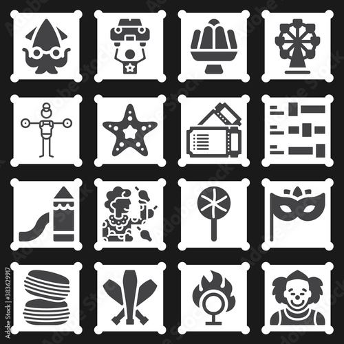 16 pack of seafood  filled web icons set