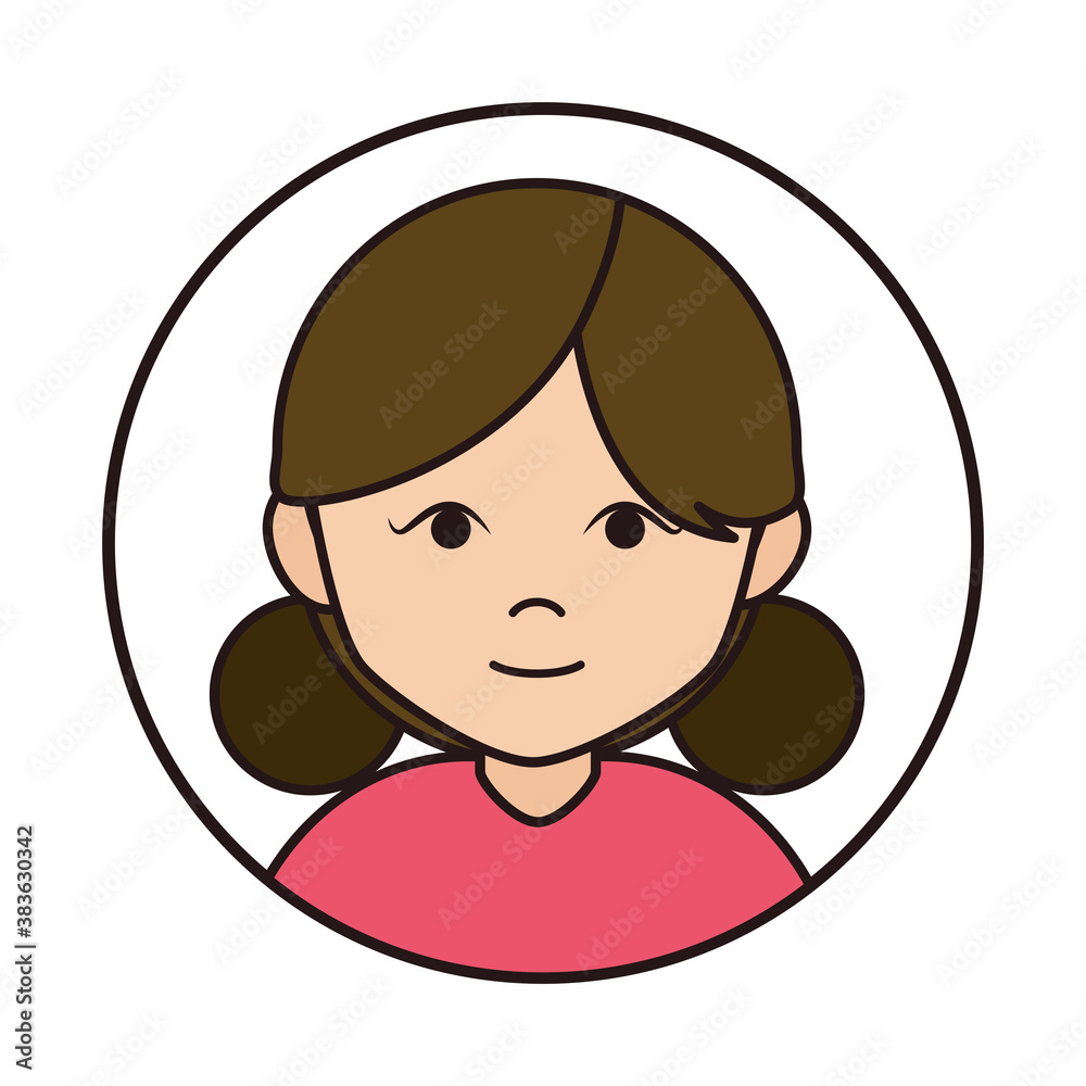 woman cartoon character female with bun hair, round line icon woman cartoon character female with bun hair, round line icon