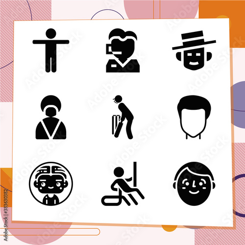 Simple set of 9 icons related to swell
