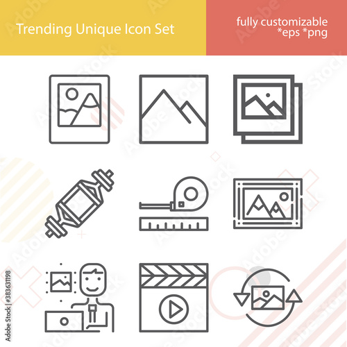 Simple set of tape related lineal icons.
