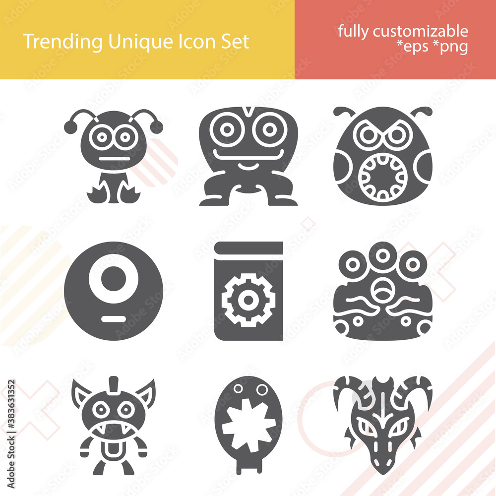 Fototapeta premium Simple set of monstrous related filled icons.