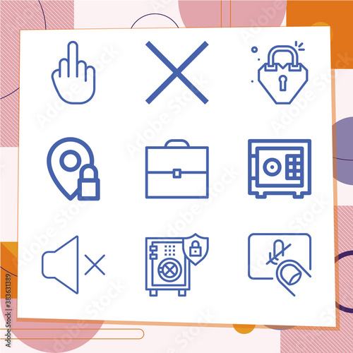Simple set of 9 icons related to shut