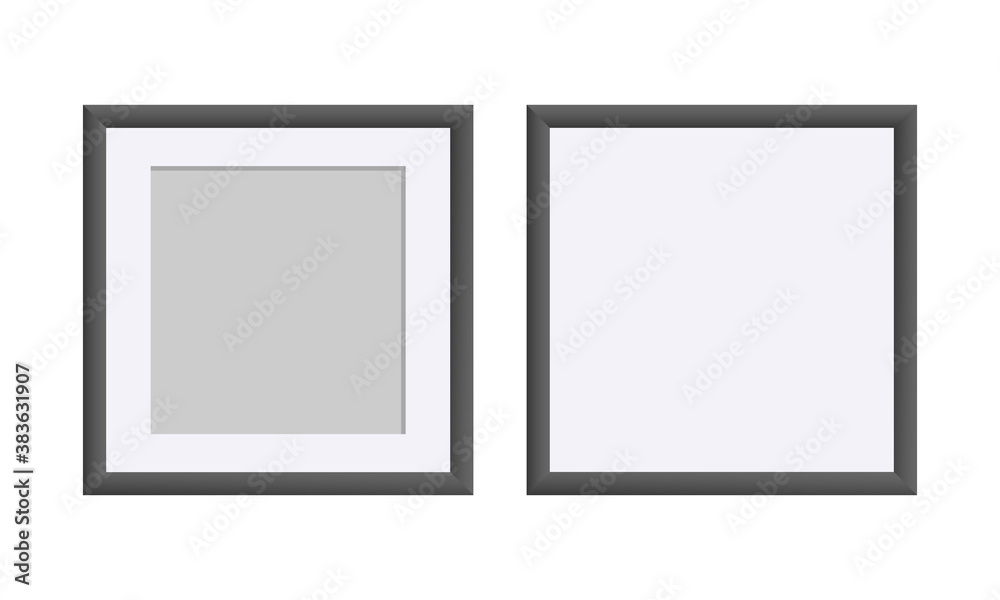 Photo Frames isolated on white background. Empty framing for your design. Realistic square black frames mockup, vector set . Vector template for picture, painting, poster, lettering or photo gallery Photo Frames isolated on white background. Empty framing for your design. Realistic square black frames mockup, vector set . Vector template for picture, painting, poster, lettering or photo gallery