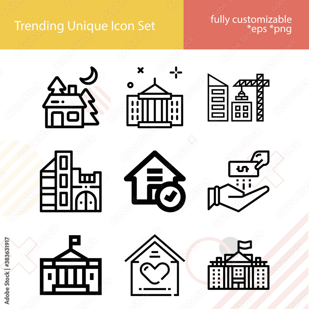 Simple set of rent related lineal icons.