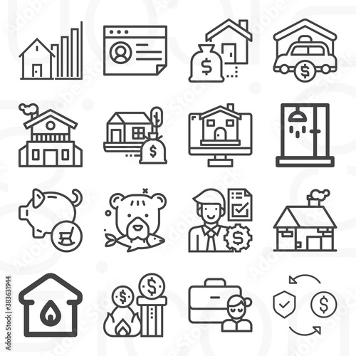 16 pack of investments  lineal web icons set