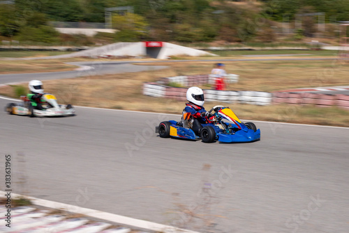 Karting races with the pan technique (Go-Kart) © stocktr
