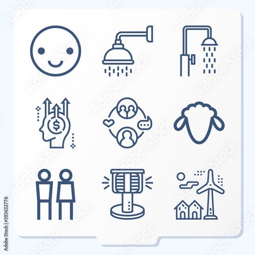 Simple set of 9 icons related to steer