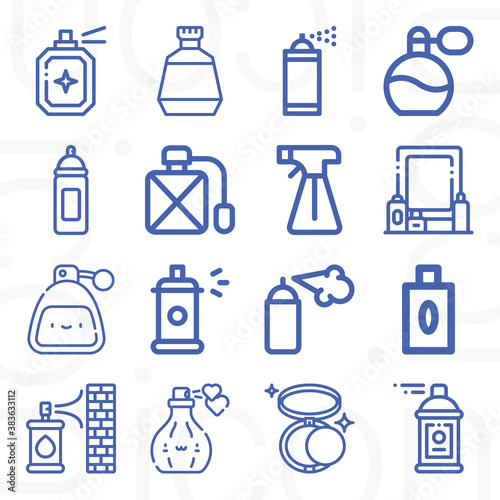 16 pack of cologne water  lineal web icons set