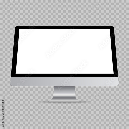 Computer monitor display isolated on transparent background. PC with shadow. isolated screen. Vector EPS 10