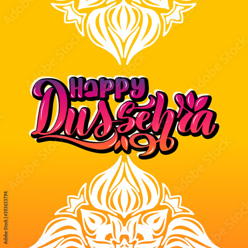 Beautiful lettering calligraphic inscription Happy Dussehra festival
