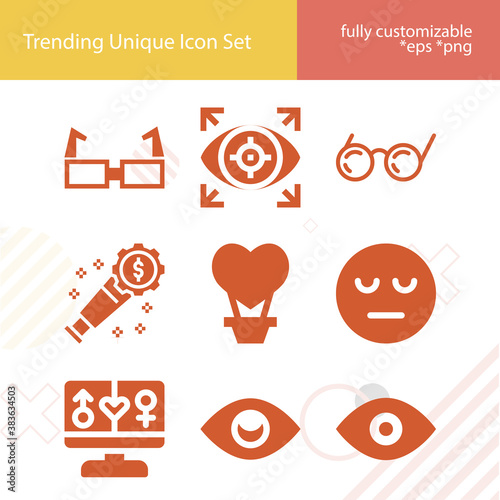 Simple set of seeing related filled icons.