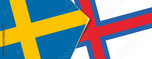 Sweden and Faroe Islands flags, two vector flags.