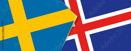 Sweden and Iceland flags, two vector flags.
