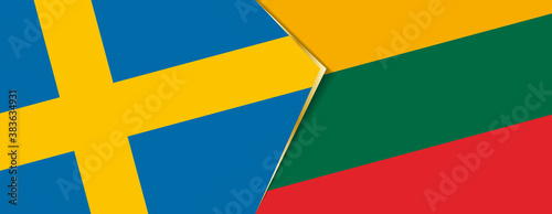 Sweden and Lithuania flags, two vector flags.