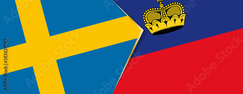 Sweden and Liechtenstein flags, two vector flags.