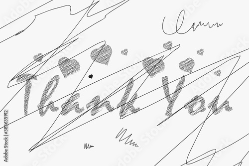 Thank You Hand Drawing scribble style on paper background