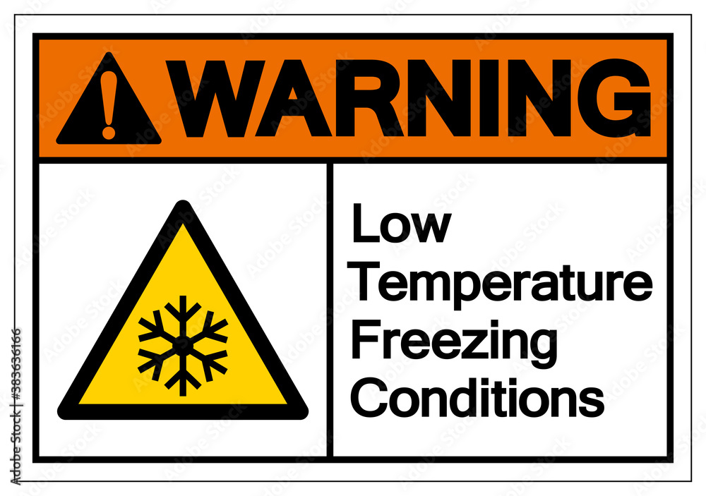 Warning Low Temperature Freezing Conditions Symbol, Vector Illustration, Isolated On White Background Label. EPS10 Warning Low Temperature Freezing Conditions Symbol, Vector Illustration, Isolated On White Background Label. EPS10