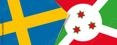 Sweden and Burundi flags, two vector flags.