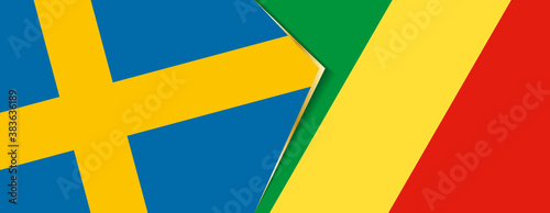 Sweden and Congo flags, two vector flags.