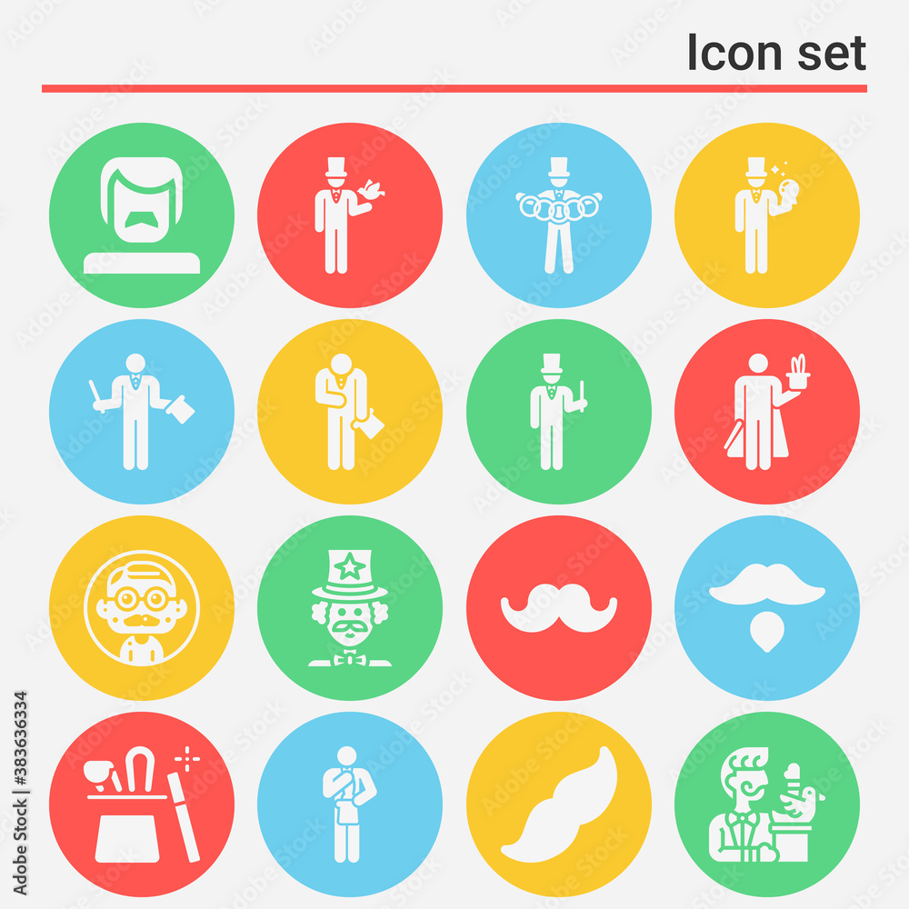 16 pack of moustache filled web icons set 16 pack of moustache filled web icons set