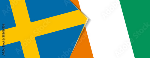 Sweden and Ivory Coast flags, two vector flags.