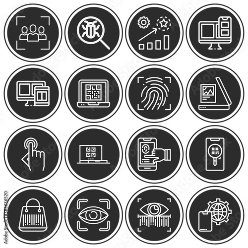 16 pack of coding lineal web icons set