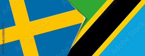 Sweden and Tanzania flags, two vector flags.