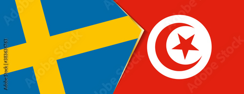 Sweden and Tunisia flags, two vector flags.