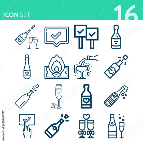 Simple set of 16 icons related to yeah