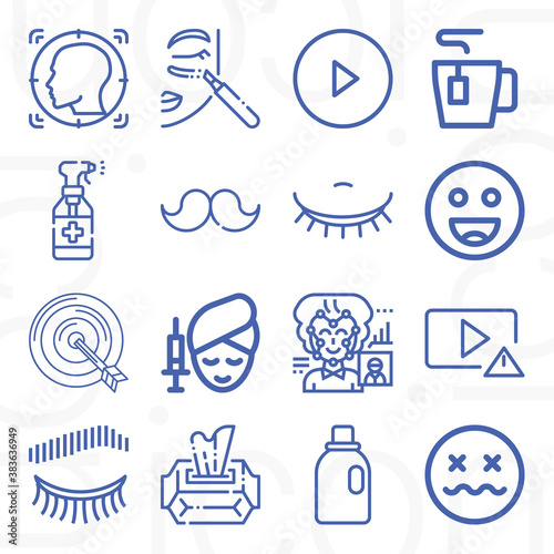 16 pack of rounded  lineal web icons set
