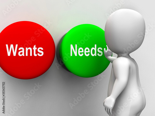 Canvas Print Wants Needs Buttons Shows Materialism Happy Life Balance