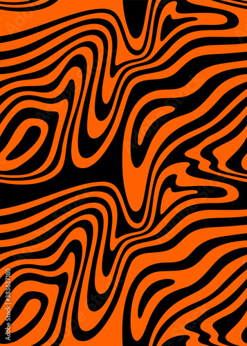 Seamless Border with Tiger Print. Vector Illustration with Optical Illusion. Exotic Wild Animalistic Texture. Minimalist Pattern with Stripes
